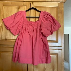 Maeve by Anthropologie, square neck top with bubble sleeves, size L